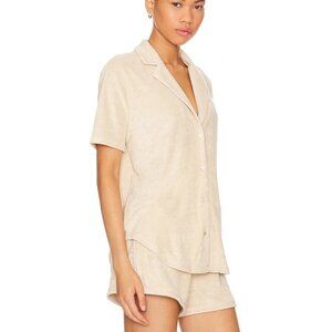 Lovers + Friends Kaia Cream Terry Cloth Button Front Top